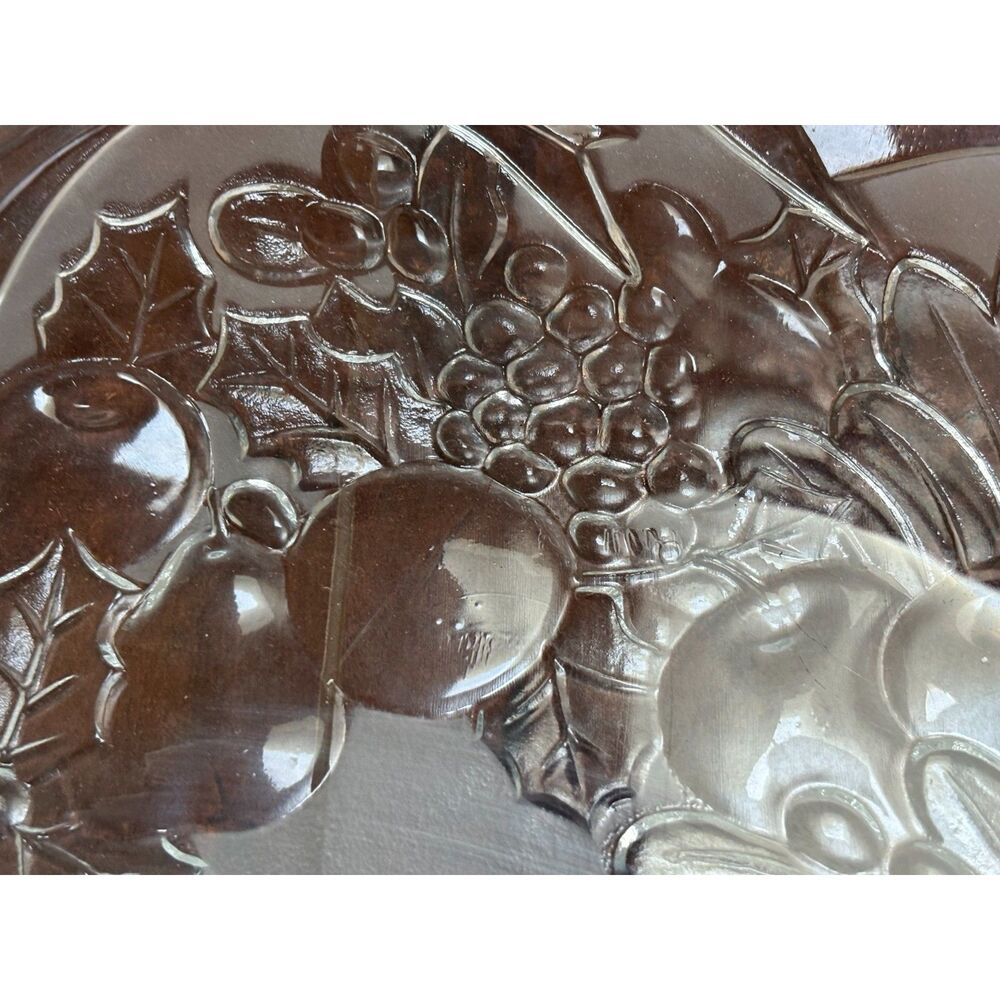 VTG Sali Indonesia Fruitella 15” Glass Holiday Platter Wreath Serving Tray Box - Picture 4 of 8